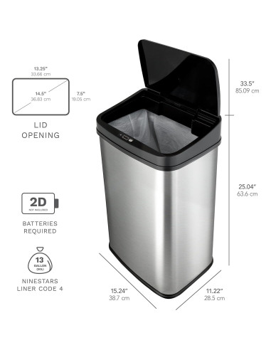 Basurero Automático Ninestars DZT-50-28 49L Sensor Infrarrojo