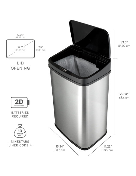 Basurero Automático Ninestars DZT-50-28 49L Sensor Infrarrojo