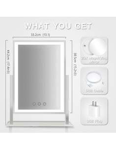 Espejo de Maquillaje Iluminado HIEEY 44.2x33.4cm 20X 2
