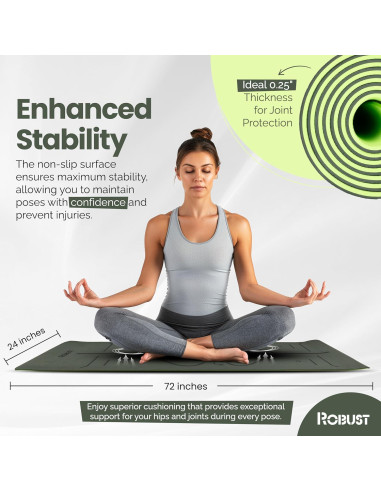 Alfombrilla de Yoga Antideslizante Robust 182.88x60.96cm Verde