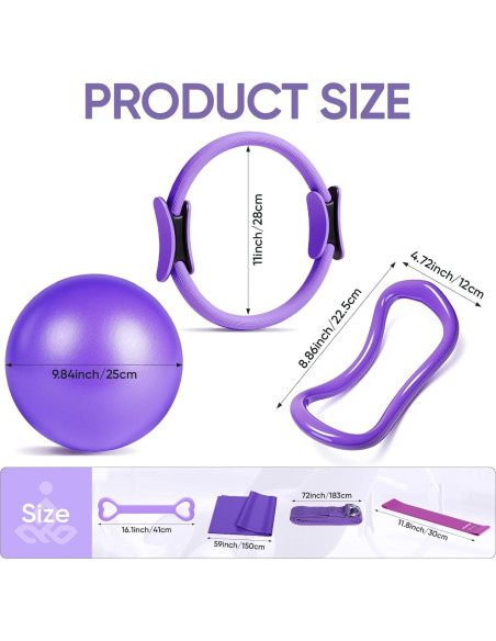 Kit de Pilates ElaraFit 13 Piezas para Mujeres - Anillo, Pelota y Bandas