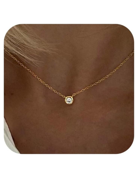 Collar Choker de Diamante Tewiky para Mujeres 14k Oro y Plata