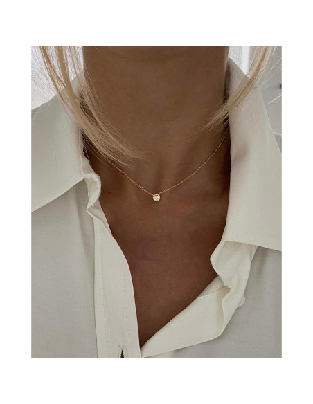 Collar Choker de Diamante Tewiky para Mujeres 14k Oro y Plata