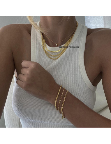 Collar Choker de Diamante Tewiky para Mujeres 14k Oro y Plata