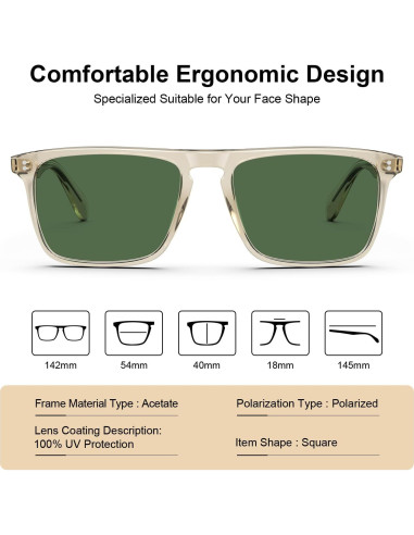 Gafas de sol polarizadas CARFIA para hombres UV400 marco acetato