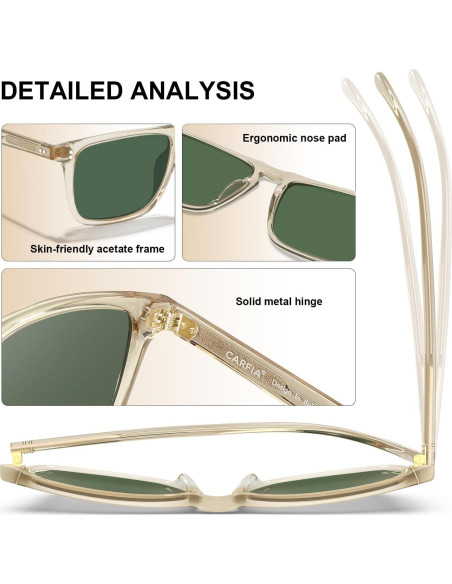 Gafas de sol polarizadas CARFIA para hombres UV400 marco acetato