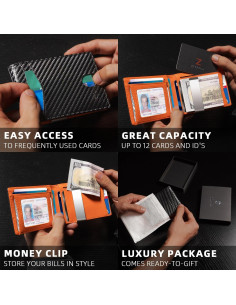 Billetera Slim Zitahli Bifold para Hombres con RFID 12 Tarjetas 2