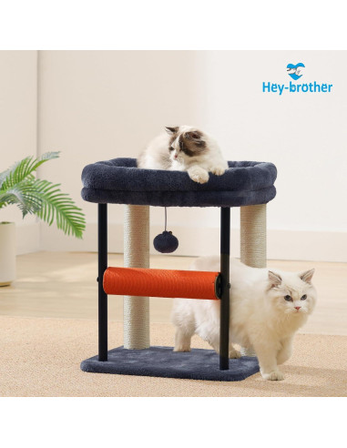 Árbol para Gatos Hey-brother 48 cm Gris Humo con Rascador