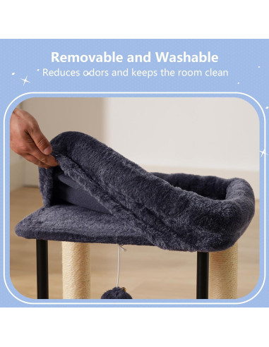 Árbol para Gatos Hey-brother 48 cm Gris Humo con Rascador