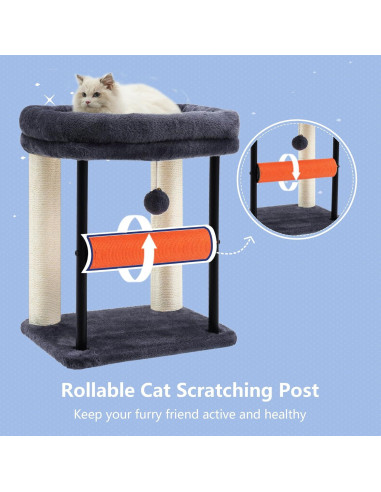 Árbol para Gatos Hey-brother 48 cm Gris Humo con Rascador