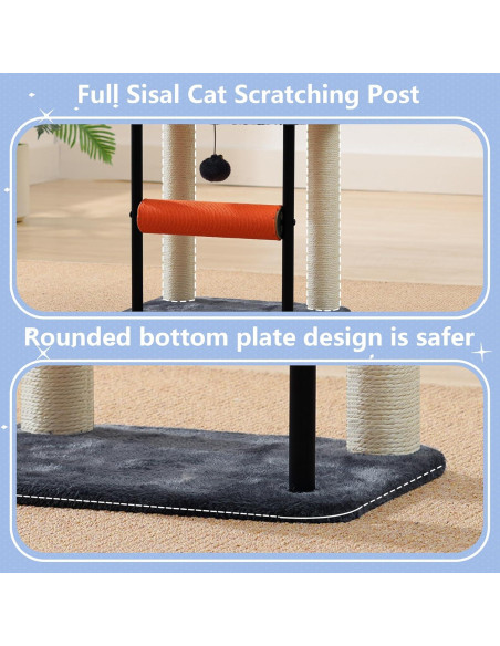 Árbol para Gatos Hey-brother 48 cm Gris Humo con Rascador