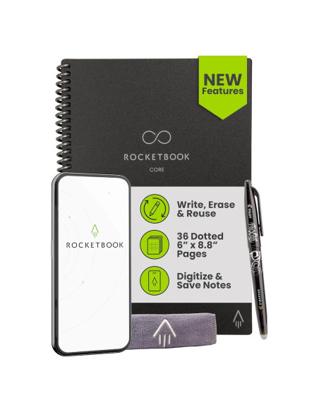 Cuaderno Reutilizable Rocketbook Core Negro 15.24x22.35 cm