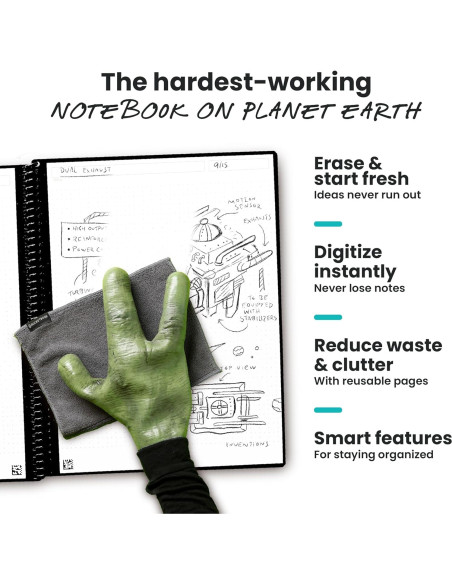 Cuaderno Reutilizable Rocketbook Core Negro 15.24x22.35 cm