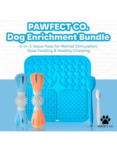Juego Interactivo para Perros PAWFECT CO. - 2 Juguetes Masticar y Alfombrilla Lamer