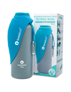 Botella de Agua Aislada LumoLeaf 800 ml Acero Inoxidable - Cuenco para Mascotas