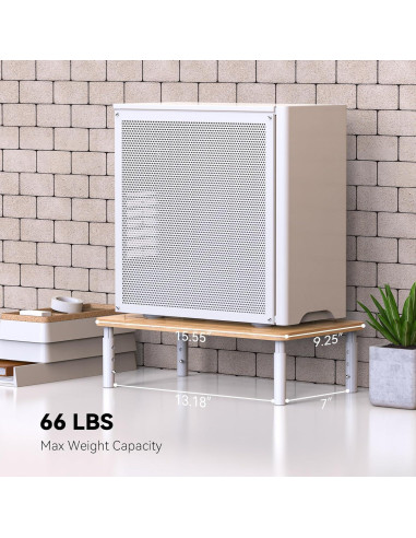 Soporte para Monitor de Bambú WELL WENG, 4 Alturas Ajustables