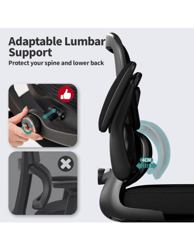 Silla de Oficina Ergonómica TRALT con Soporte Lumbar Negro