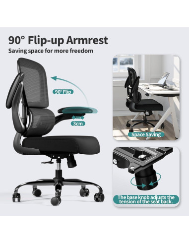 Silla de Oficina Ergonómica TRALT con Soporte Lumbar Negro