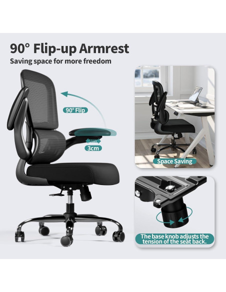 Silla de Oficina Ergonómica TRALT con Soporte Lumbar Negro