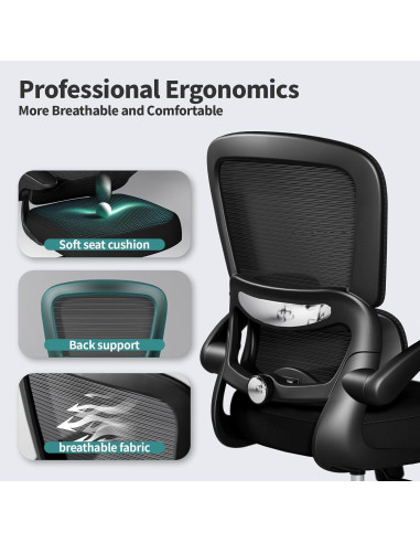 Silla de Oficina Ergonómica TRALT con Soporte Lumbar Negro