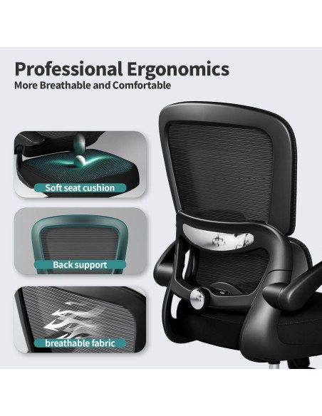 Silla de Oficina Ergonómica TRALT con Soporte Lumbar Negro
