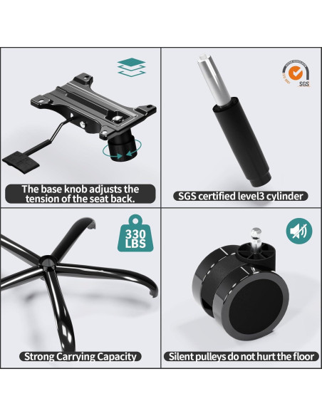 Silla de Oficina Ergonómica TRALT con Soporte Lumbar Negro