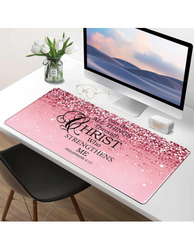 Alfombrilla de escritorio grande Apottwal rosa antideslizante 80x40cm