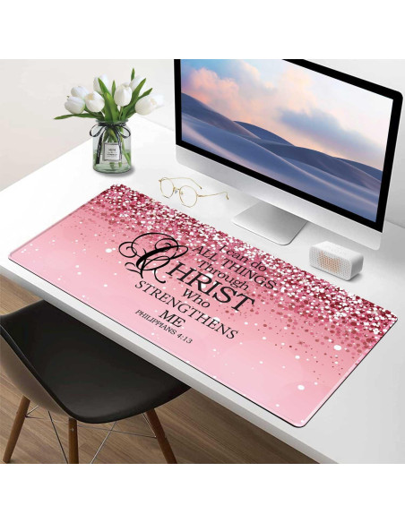 Alfombrilla de escritorio grande Apottwal rosa antideslizante 80x40cm