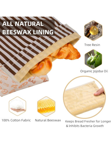 Bolsas de Cera de Abeja GDDAY Extra Grandes para Pan - 2 Piezas