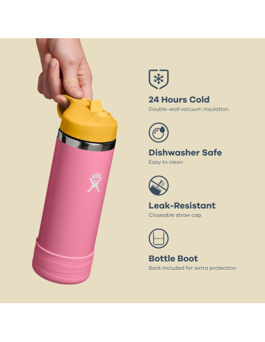 Botella de Agua Hydro Flask Kids 18 Oz Acero Inoxidable Coco