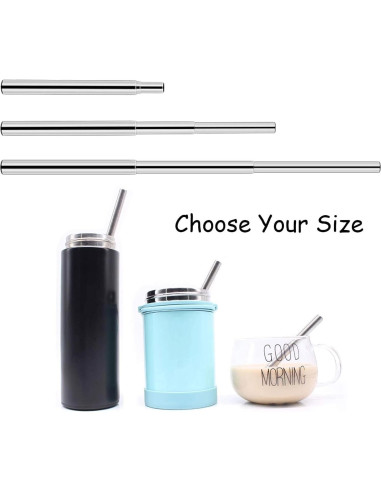 Popotes Reutilizables de Acero Inoxidable DingZan - 2 Piezas Plegables