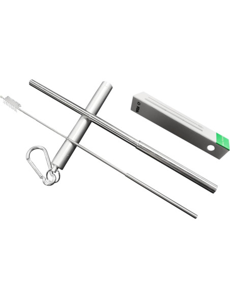 Popotes Reutilizables de Acero Inoxidable DingZan - 2 Piezas Plegables