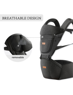 Portabebés ergonómico Acumas negro 6 en 1 ajustable 2