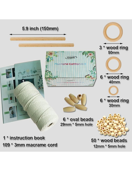 Kit de Macramé Ewparts para Principiantes - 327 pies de Cordón