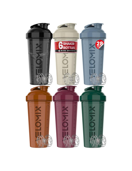 Pack 6 Botellas Mezcladoras de Proteína VELMIX 826ml a Prueba de Fugas
