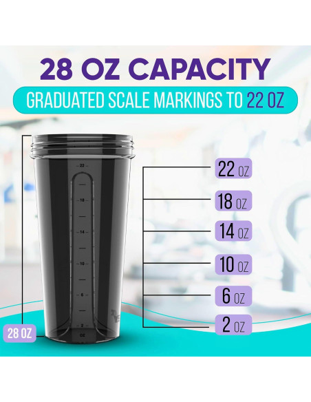 Pack 6 Botellas Mezcladoras de Proteína VELMIX 826ml a Prueba de Fugas