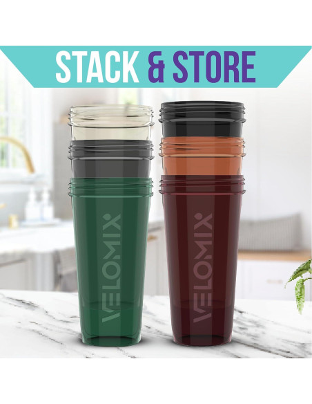 Pack 6 Botellas Mezcladoras de Proteína VELMIX 826ml a Prueba de Fugas