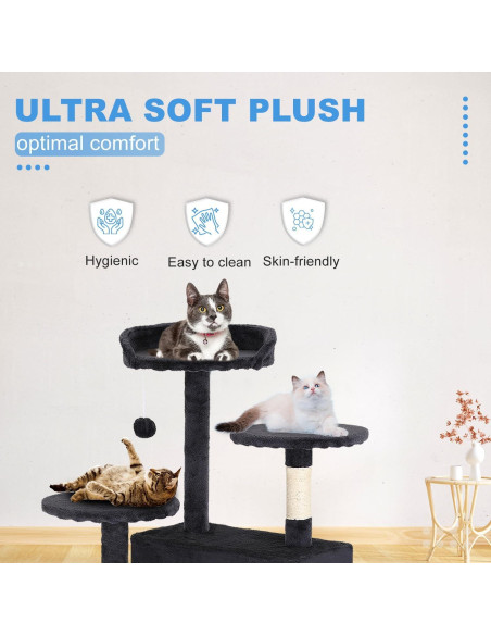 Árbol para Gatos FDW 137cm Multi-Nivel Gris Oscuro