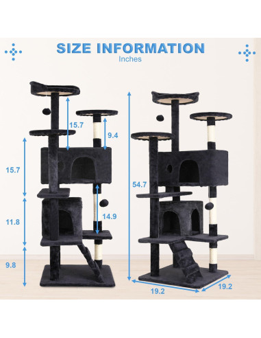Árbol para Gatos FDW 137cm Multi-Nivel Gris Oscuro