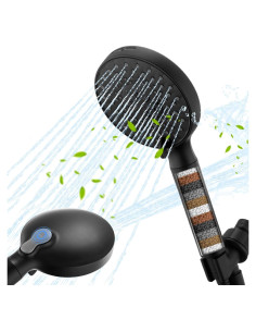 Cabezal de Ducha Filtrado Ryamen Alta Presión 9 Modos Negro