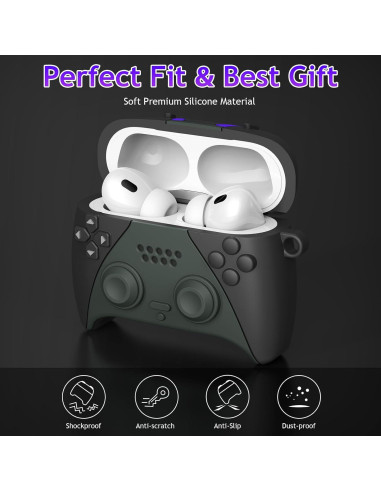Funda Silicona KOREDA para AirPods Pro 2/1 - Diseño Gamer Negro