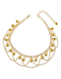 Pulsera de Tobillo Boho con Campanas Plateadas Ajustable 22.5 cm