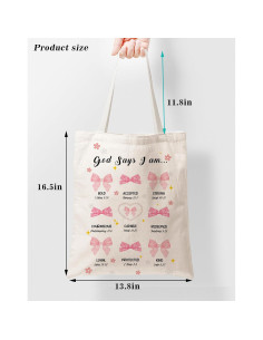 Bolsa Tote Cristiana SUNFYCN Floral 42x35cm Dios Dice Que Eres 2