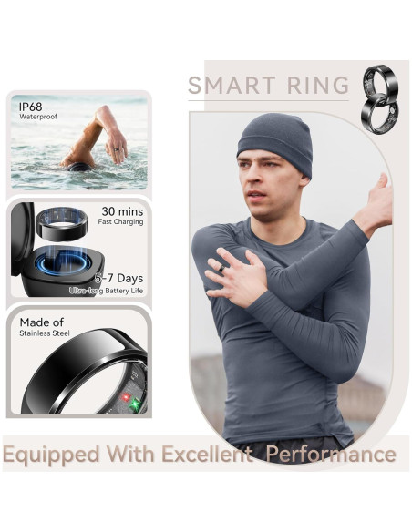 Anillo Inteligente UPDEI R6 Fitness Monitor Salud Negro 9