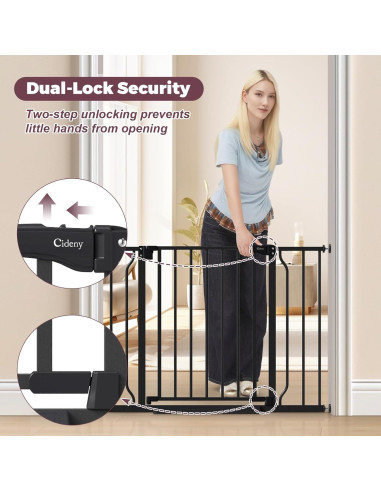 Puerta de Seguridad para Bebés y Mascotas Cideny 29-40" Negra