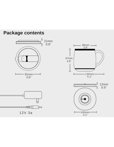 Taza Inteligente Min Ya 400ml Control de Temperatura LED RGB
