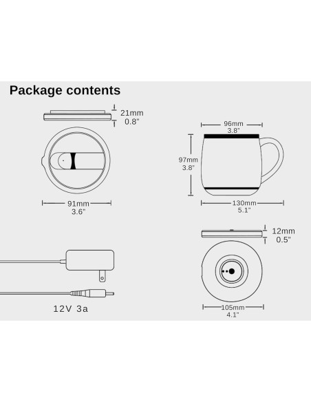 Taza Inteligente Min Ya 400ml Control de Temperatura LED RGB