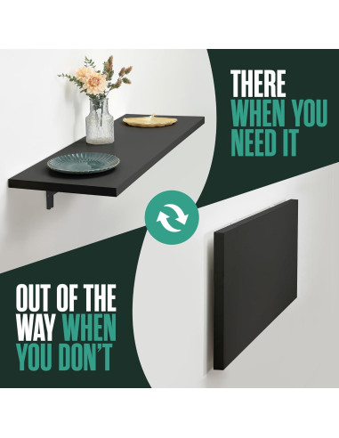Escritorio Plegable Montado en la Pared Houseables 122x40 cm Negro