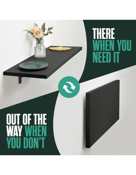 Escritorio Plegable Montado en la Pared Houseables 122x40 cm Negro