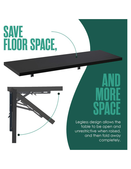 Escritorio Plegable Montado en la Pared Houseables 122x40 cm Negro